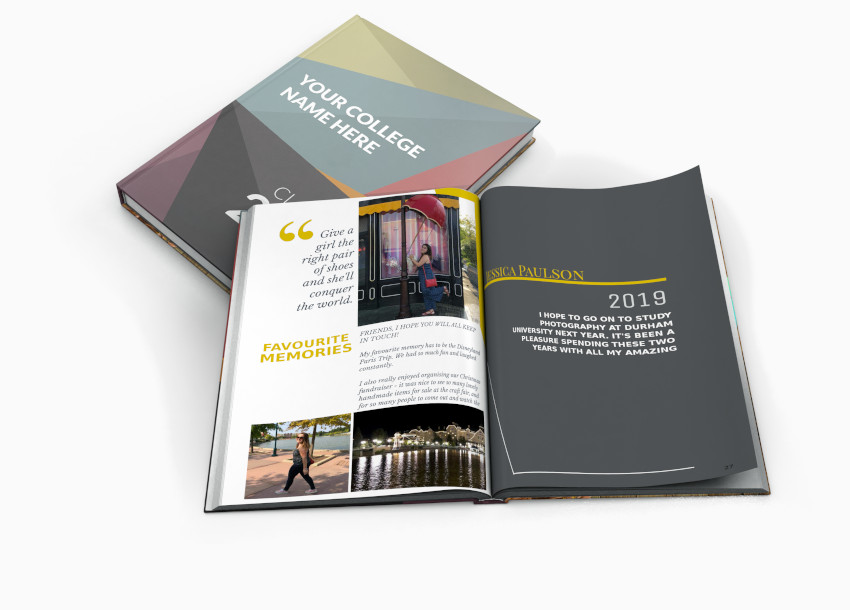 Hardback and paperback leavers' yearbooks, created together online